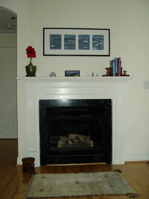 k-w-mantel1 Our mantel at The Kennedy-Warren in DC. Evening Ice in Antarctica by Maria Coryell-Martin, October 2006.