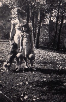 Grace Mary, Julie and Fluffy Coryell, 27 Independence Ave., Lexington, MA, Ca. 1950